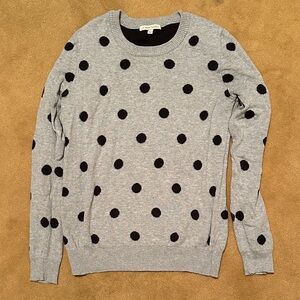 41 Hawthorn Gray Crewneck Sweater with Black Polka Dots